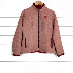 ARISTA Equestrian Red Plaid Check Quilting Zip Barn Jacket Vintage Horse Large